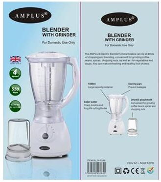 Amplus Blender with Grinder 550W – 1500ML Jug | Multi-Function Kitchen Blender